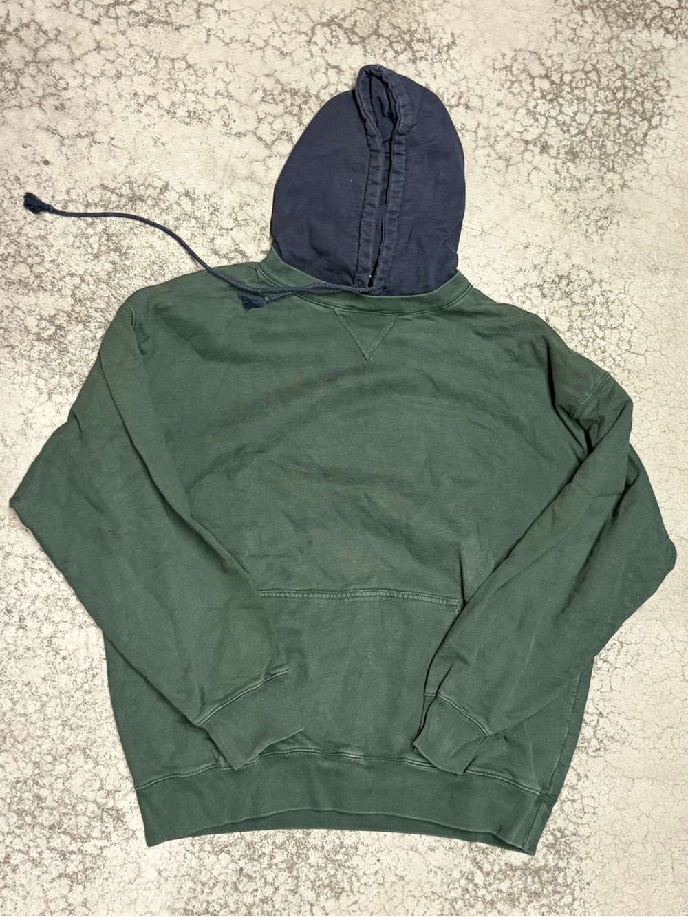 Brandy Melville Cozy pullover Heavy Weight Hoodie Two Tone Green Navy